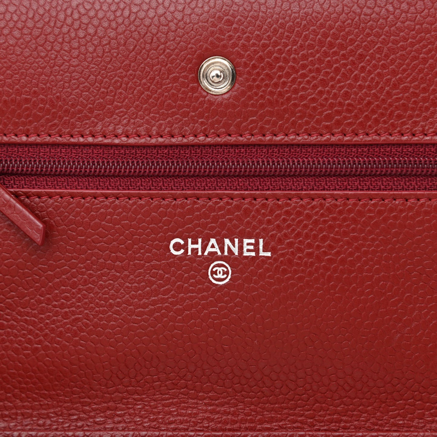 Caviar Quilted Wallet on Chain WOC Burgundy