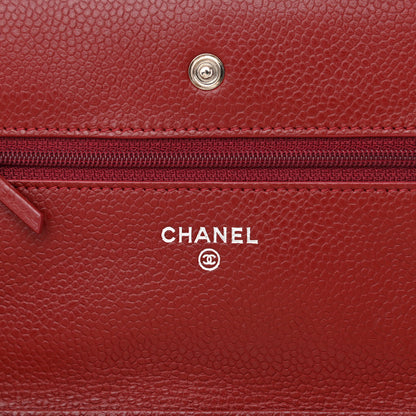 Chanel Caviar Quilted Wallet on Chain WOC Burgundy 5 of 14