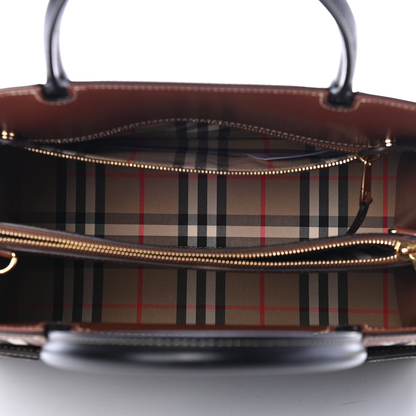Calfskin Vintage Check Small Two Handle Title Bag Black
