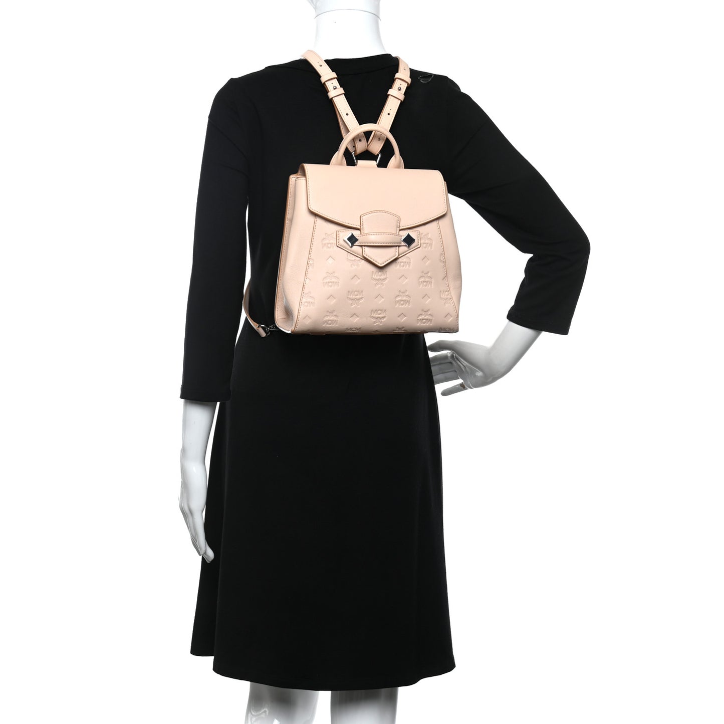 Calfskin Essential Monogram Small Backpack Bisque
