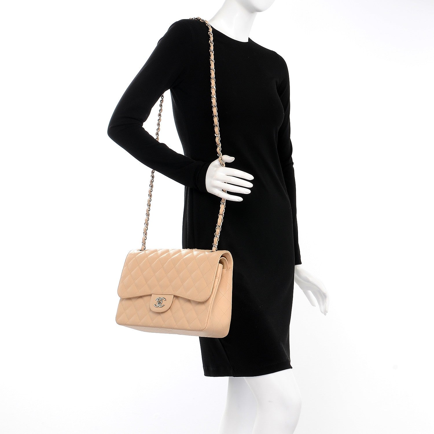 Chanel Caviar Quilted Jumbo Double Flap Beige Clair 2 of 9