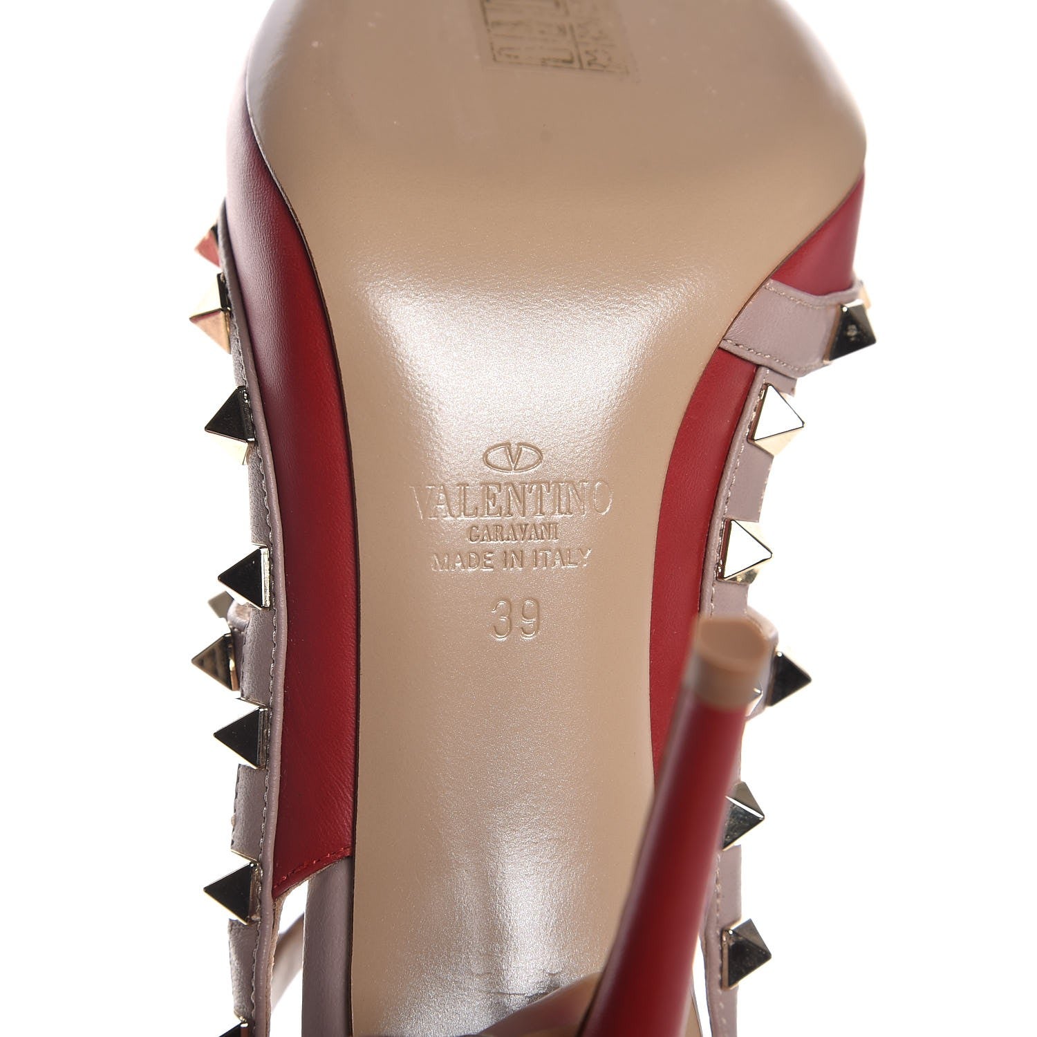Valentino Garavani Nappa Rockstud Ankle Strap Pumps 39 Red Poudre 5 of 9