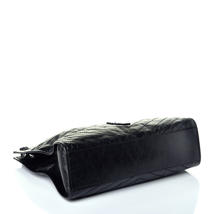 Saint Laurent Crinkled Calfskin Matelasse Monogram Large Niki Shopper Tote Black 4 of 8