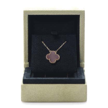 Van Cleef & Arpels 18K Yellow Gold Carnelian Vintage Alhambra Pendant Necklace 7 of 7