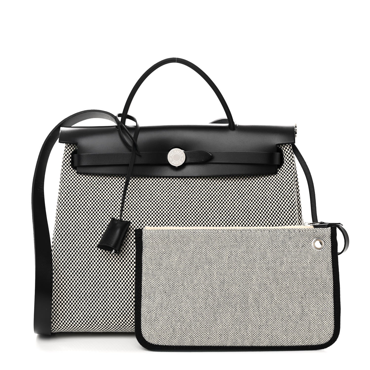 Hermes Vache Hunter Criss Viking Herbag Zip Retourne 31 PM Ecru Black 3 of 11