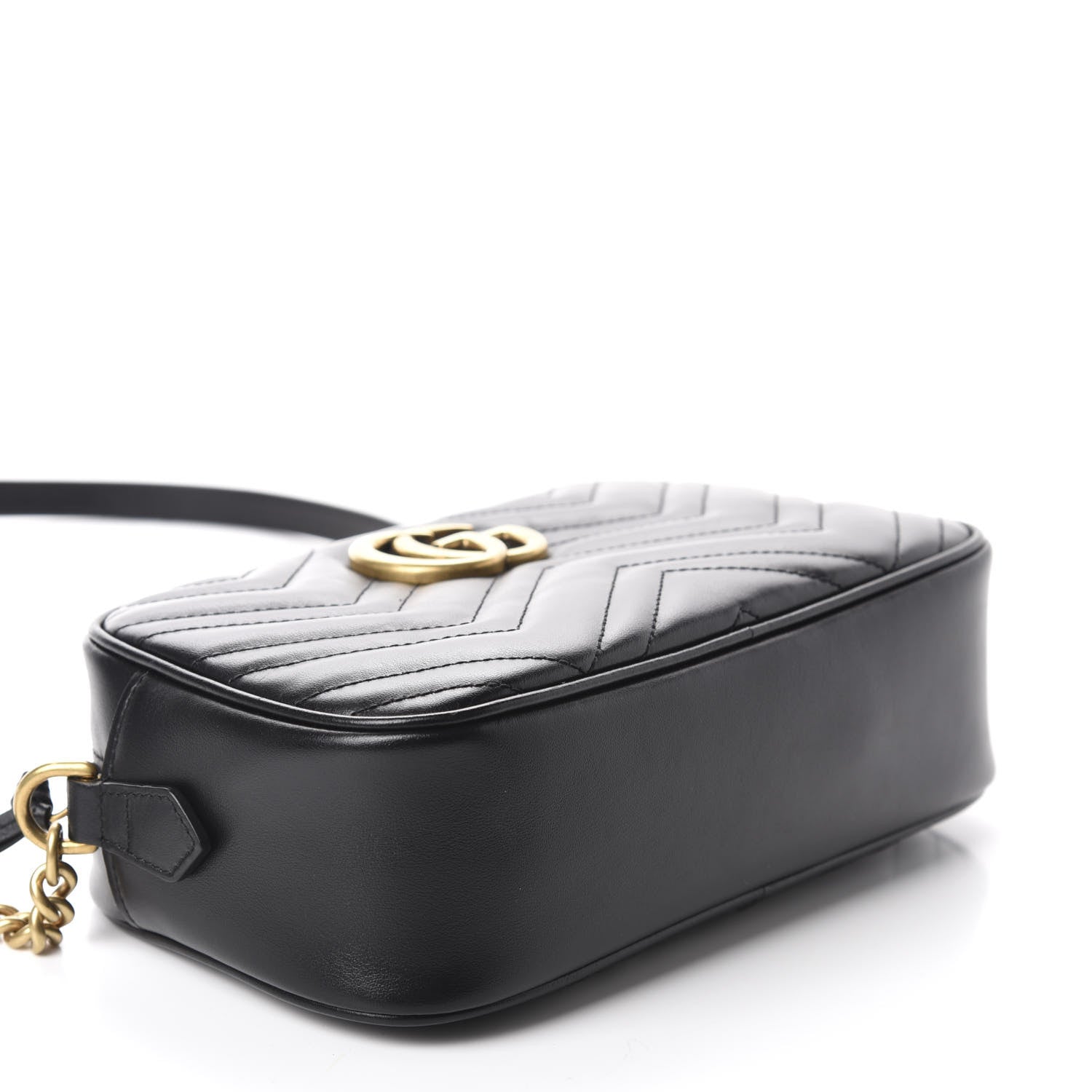 Gucci Calfskin Matelasse Small GG Marmont Chain Shoulder Bag Black 4 of 10