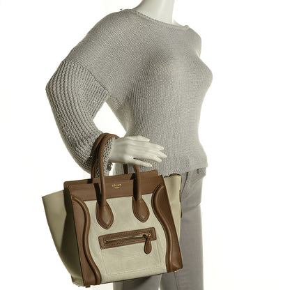 Celine Smooth Calfskin Shrunken Lambskin Micro Tri-Color Luggage Chalk 2 of 8