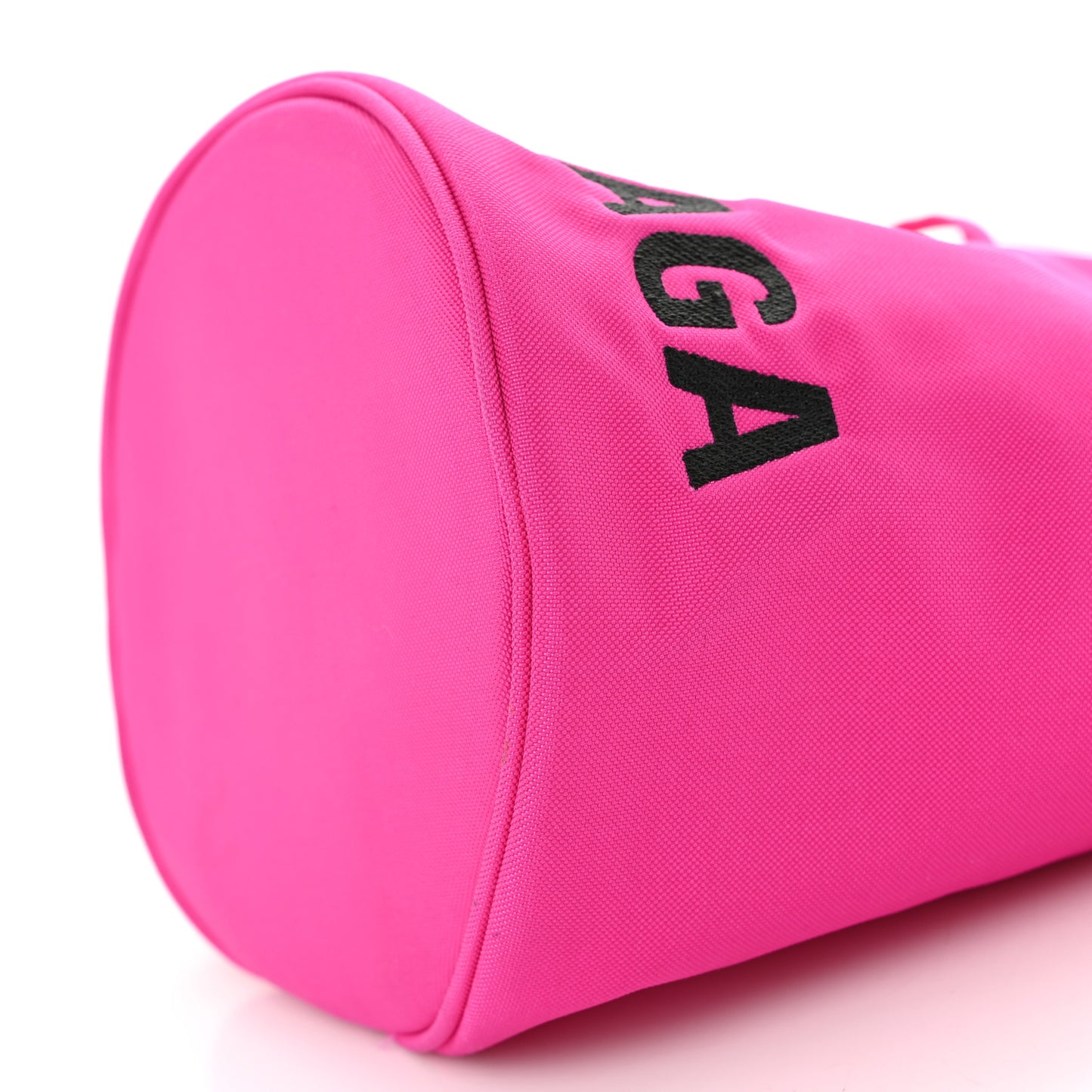 Recycled Sport Nylon Logo Embroidered Wheel Drawstring Bucket Bag XS Fuchsia Black