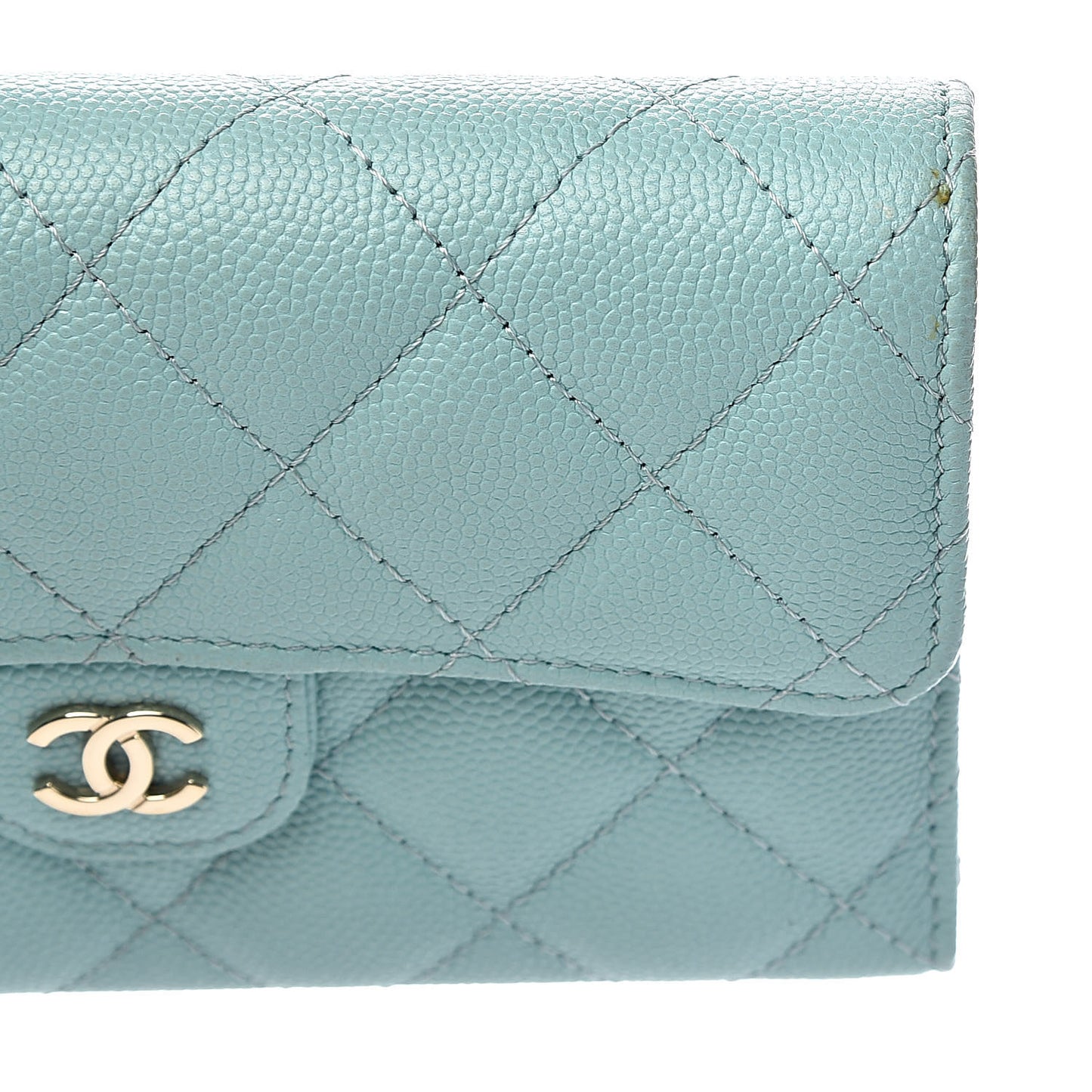 Caviar Quilted Medium Flap Wallet Light Blue