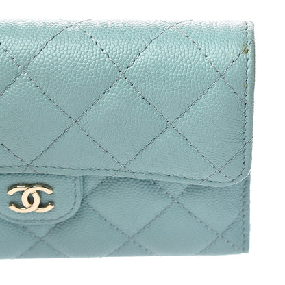 Chanel Caviar Quilted Medium Flap Wallet Light Blue 10 of 12