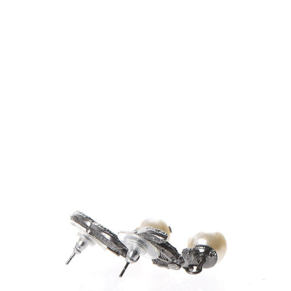 Chanel Ruthenium Pearl CC Bead Drop Earrings 3 of 6