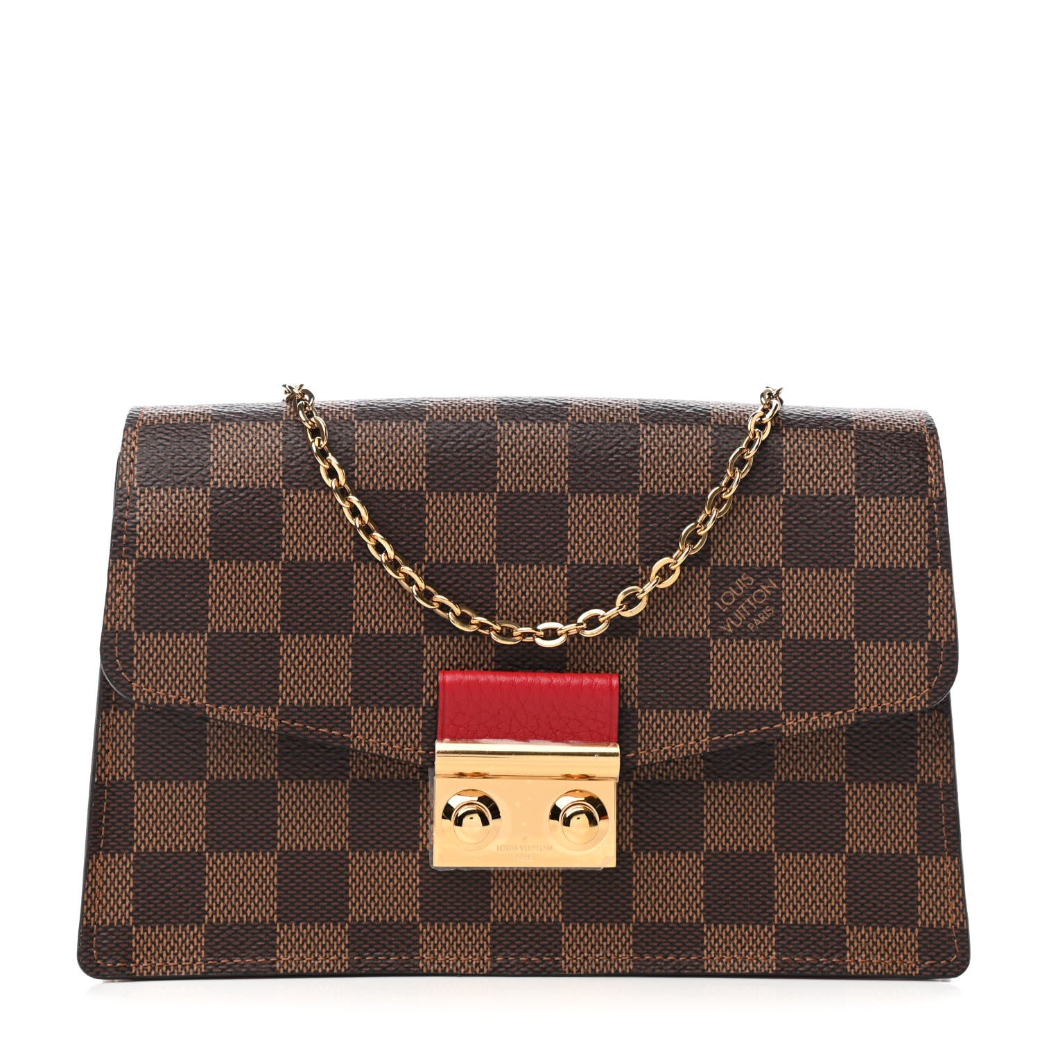 Louis Vuitton Damier Ebene Croisette Chain Wallet Scarlet 1 of 9