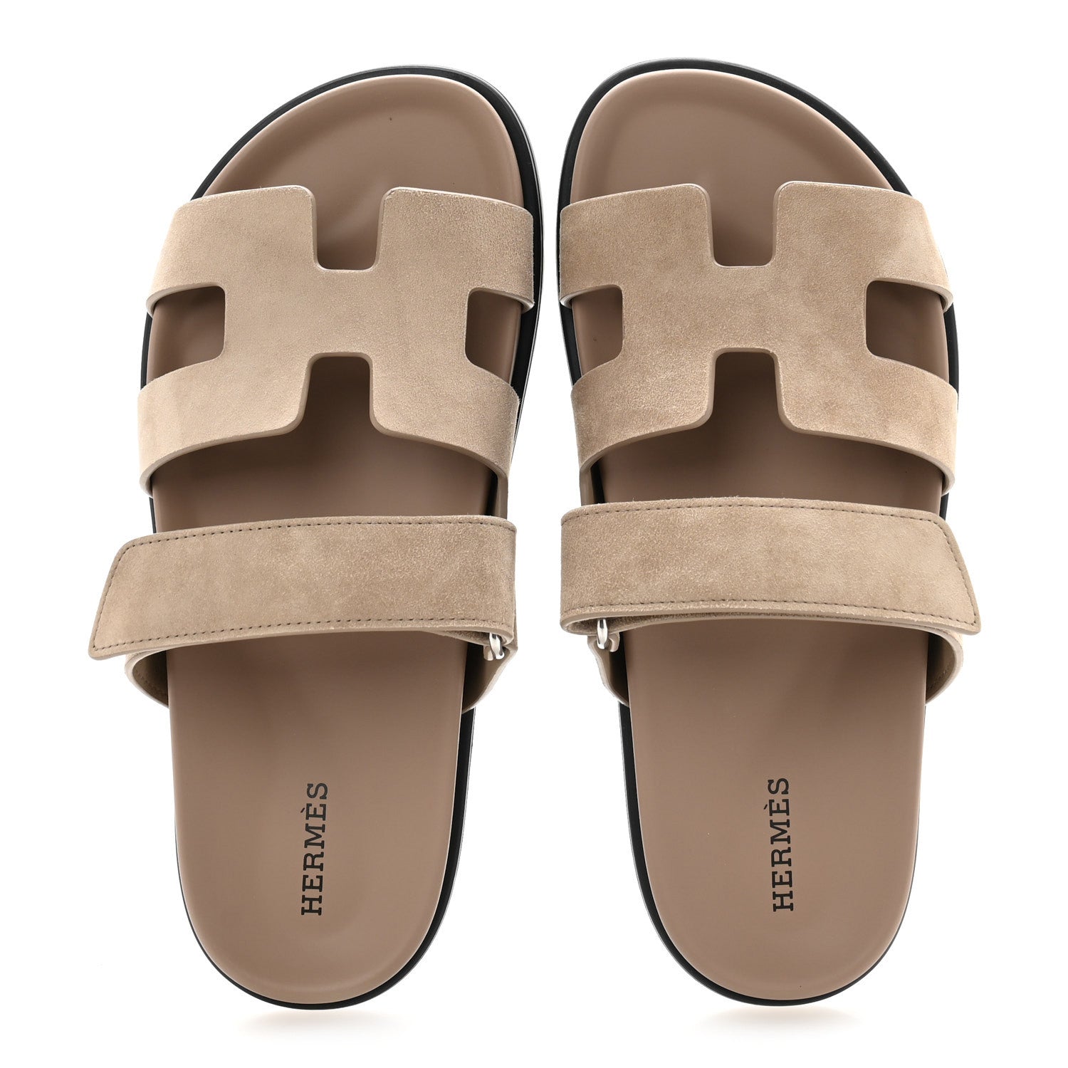 Hermes Suede Goatskin Womens Chypre Sandals 37.5 Beige Sable 2 of 10