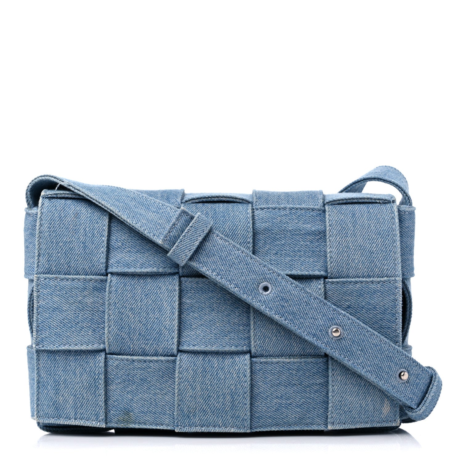 Bottega Veneta Denim Maxi Intrecciato Cassette Crossbody Bag Washed Indigo 1 of 11