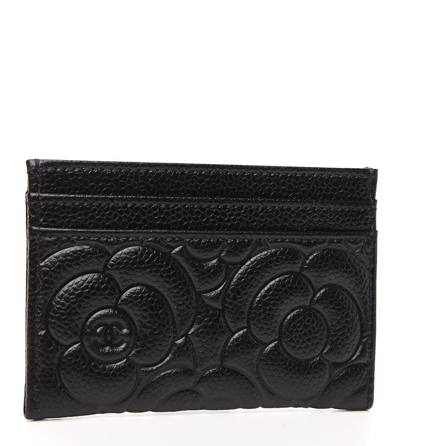 Chanel Caviar Camellia Embossed Card Holder Black 2 of 8
