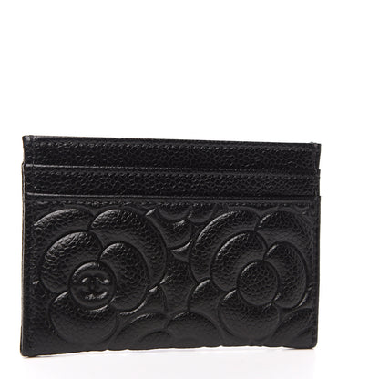 Chanel Caviar Camellia Embossed Card Holder Black 2 of 8