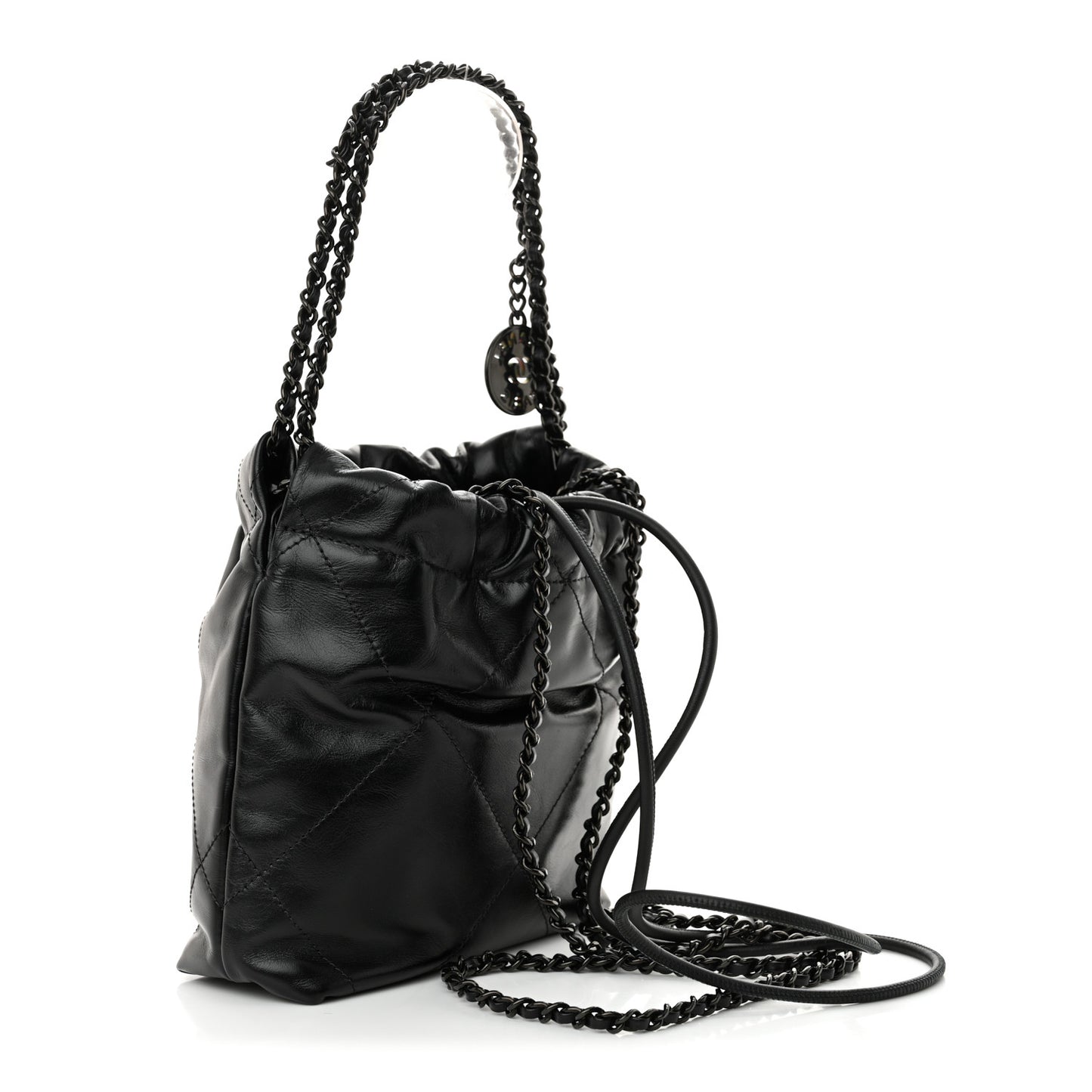 Shiny Calfskin Quilted Mini Chanel 22 So Black