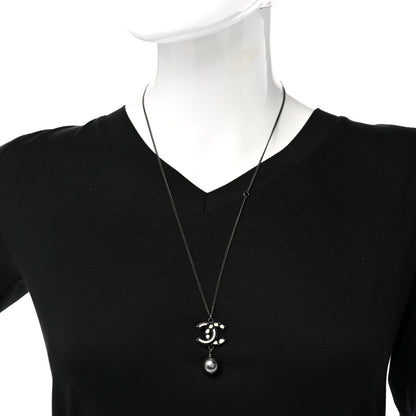 Chanel Pearl CC Pendant Necklace Ruthenium Grey 2 of 9