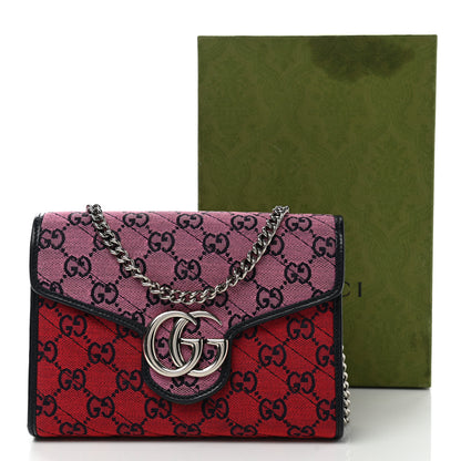 Gucci Monogram Multicolor Matelasse Diagonal GG Marmont Chain Wallet Red Blue Pink Green 12 of 12