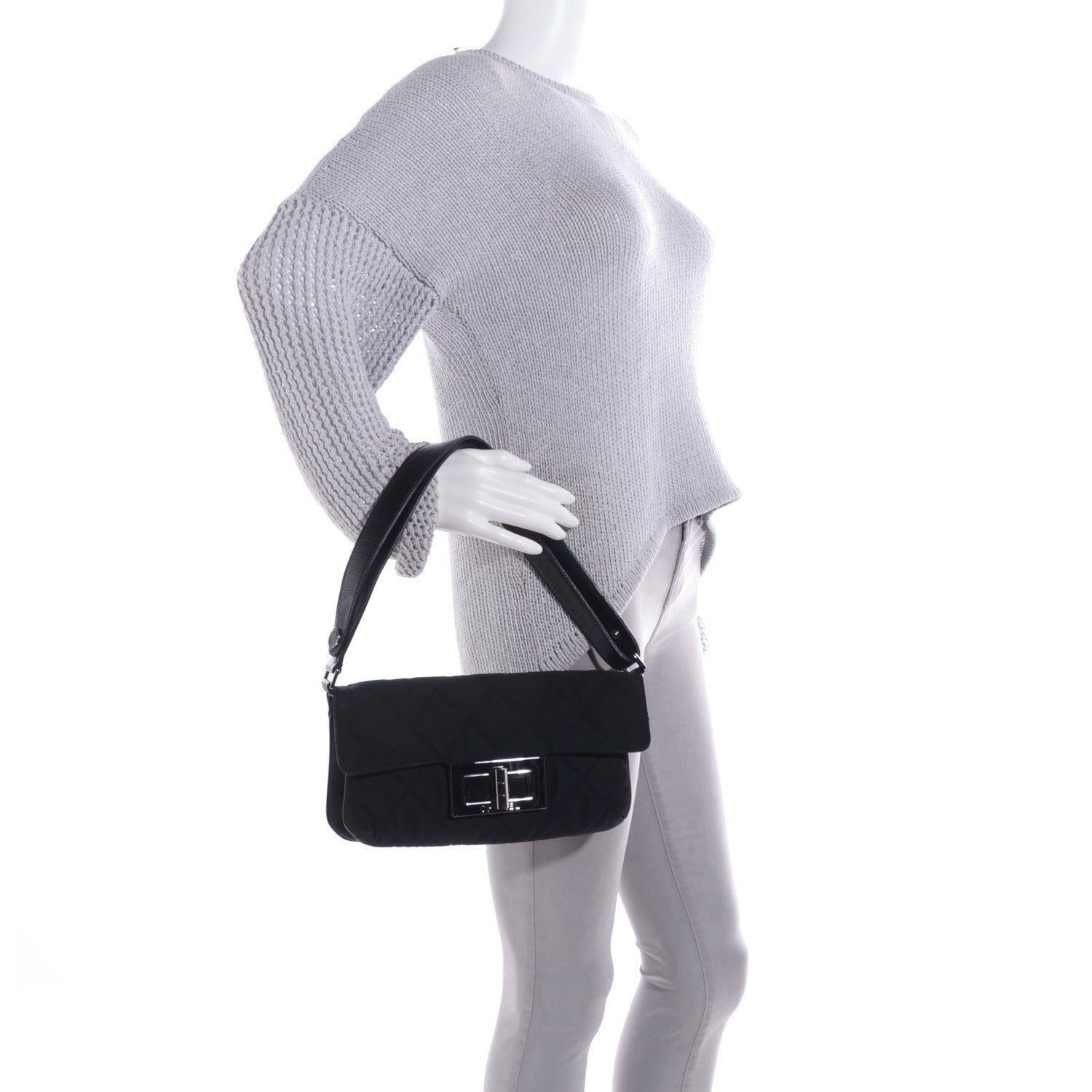 Chanel Nylon Quilted Mademoiselle Messenger Flap Bag Black 2 of 8