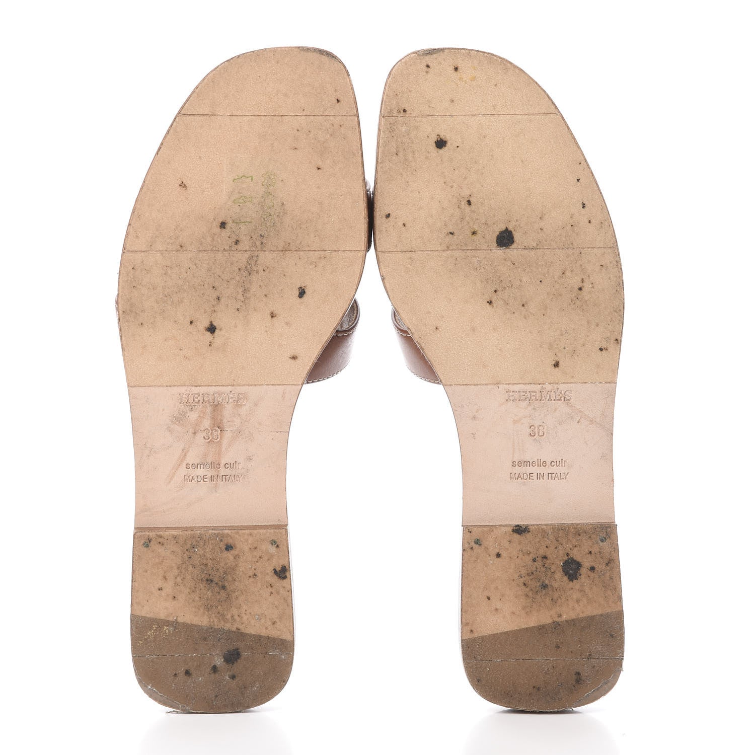 Hermes Box Calfskin Oran Sandals 38 Gold 5 of 15