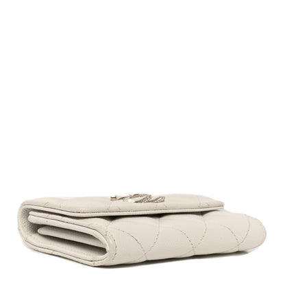 Chanel Caviar Quilted Crystal Enamel CC Flap Card Holder White 4 of 8