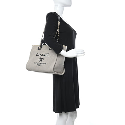 Chanel Mixed Fibers Small Deauville Tote Beige Black 2 of 11