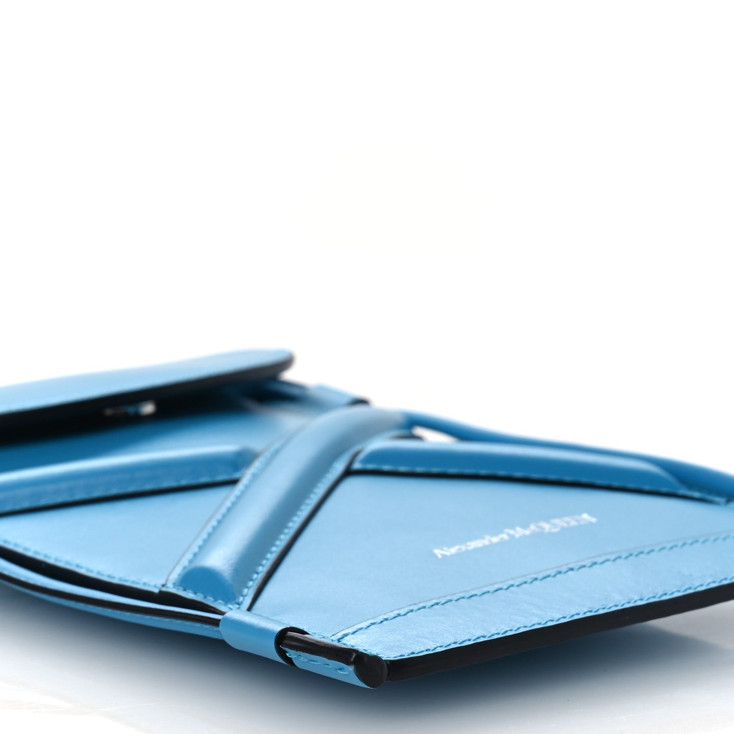Calfskin The Curve Micro Crossbody Pouch Bag Blue