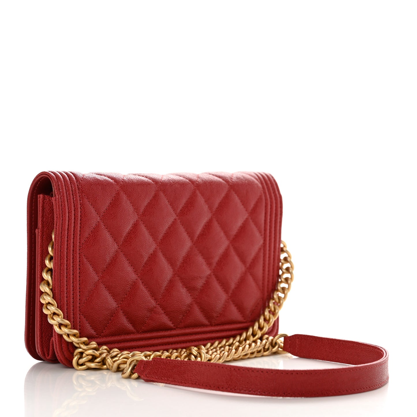 Caviar Quilted Boy Wallet On Chain WOC Red