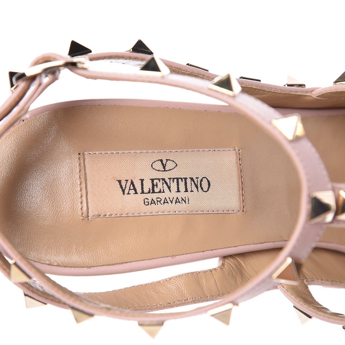 Calfskin Nappa Rockstud Ankle Strap 100mm Pumps 39.5 Water Rose