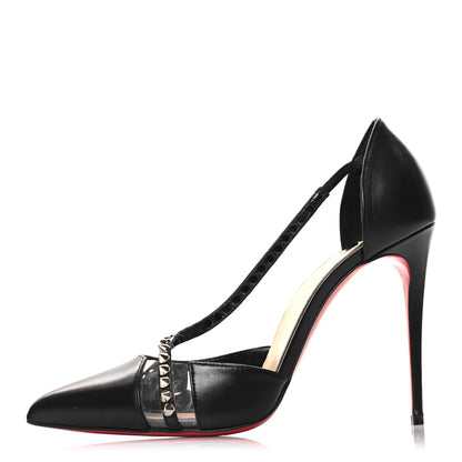 Christian Louboutin Kid PVC Spike Cross 100 Pumps 38.5 Black Silver 1 of 9
