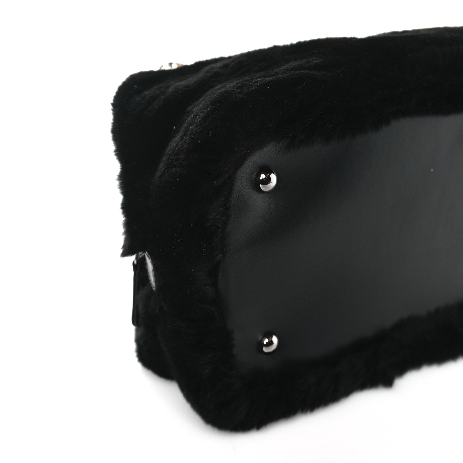 Chanel Rabbit Fur Baguette Crystal CC Bag Black 7 of 8