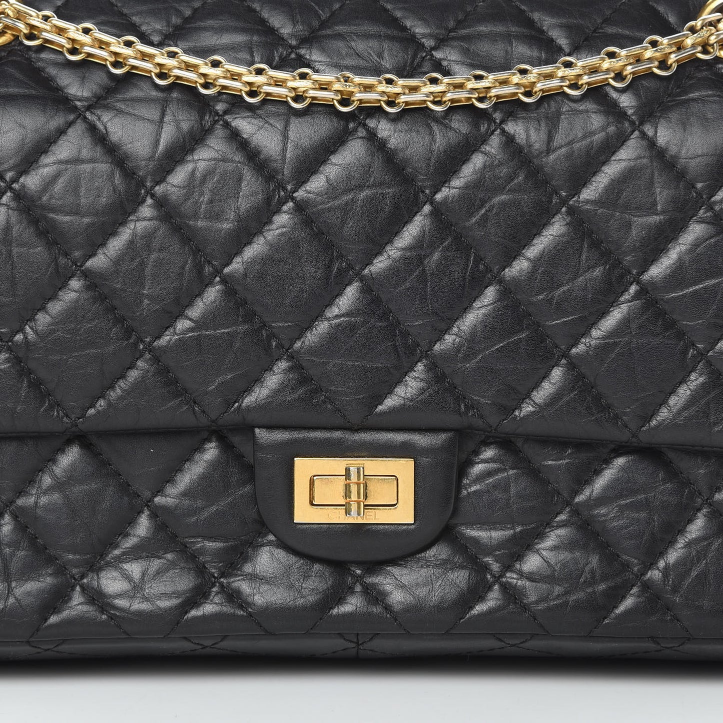 Aged Calfskin Quilted 2.55 Reissue 226 Flap Black