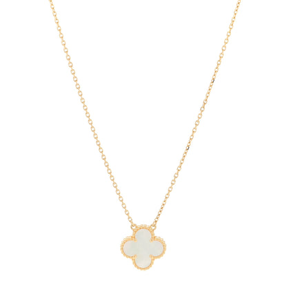 Van Cleef & Arpels 18K Yellow Gold Mother of Pearl Vintage Alhambra Pendant Necklace 1 of 3