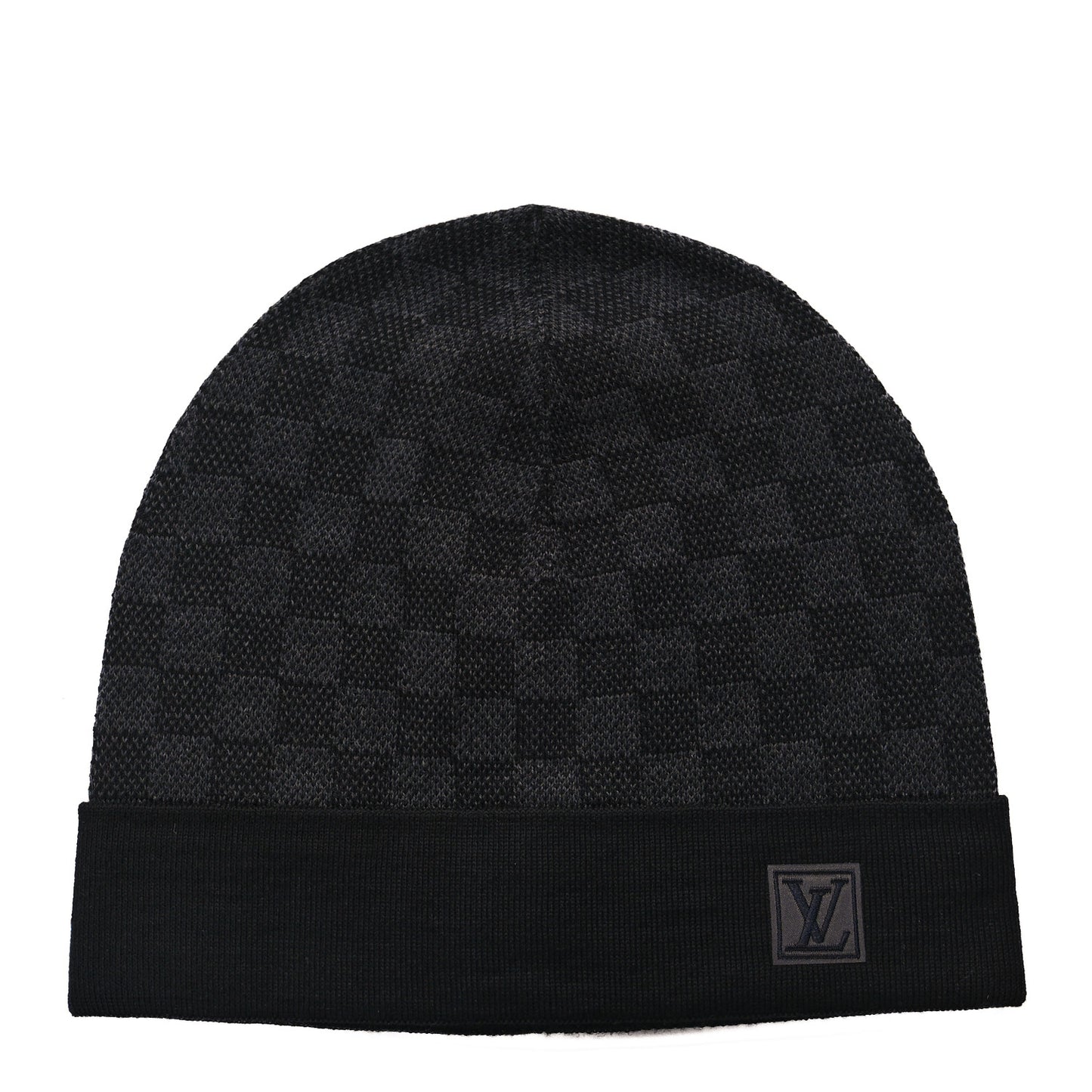 LOUIS VUITTON Wool Bonnet Petit Damier Graphite Beanie Hat