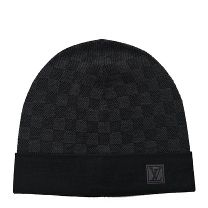 Louis Vuitton LOUIS VUITTON Wool Bonnet Petit Damier Graphite Beanie Hat 2 of 5