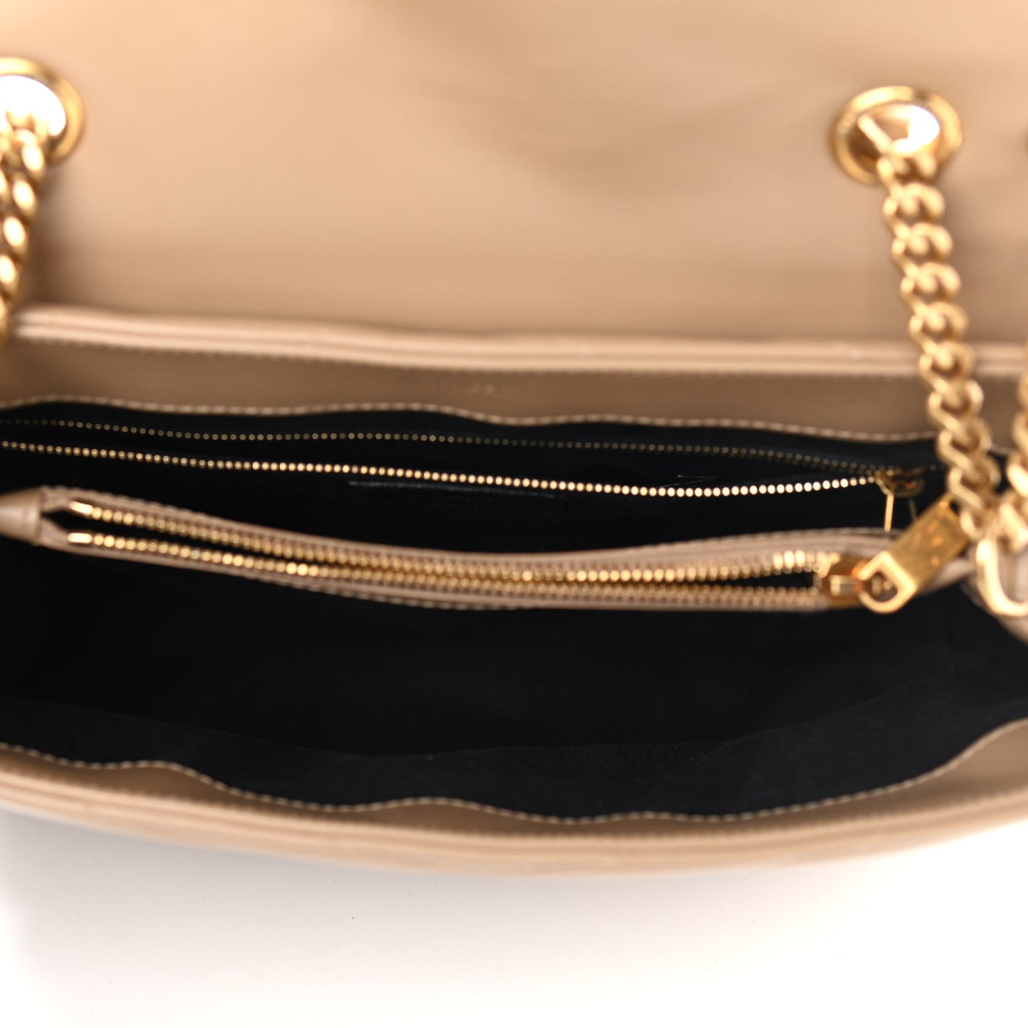 Calfskin Y Quilted Monogram Medium Loulou Chain Satchel Dark Latte