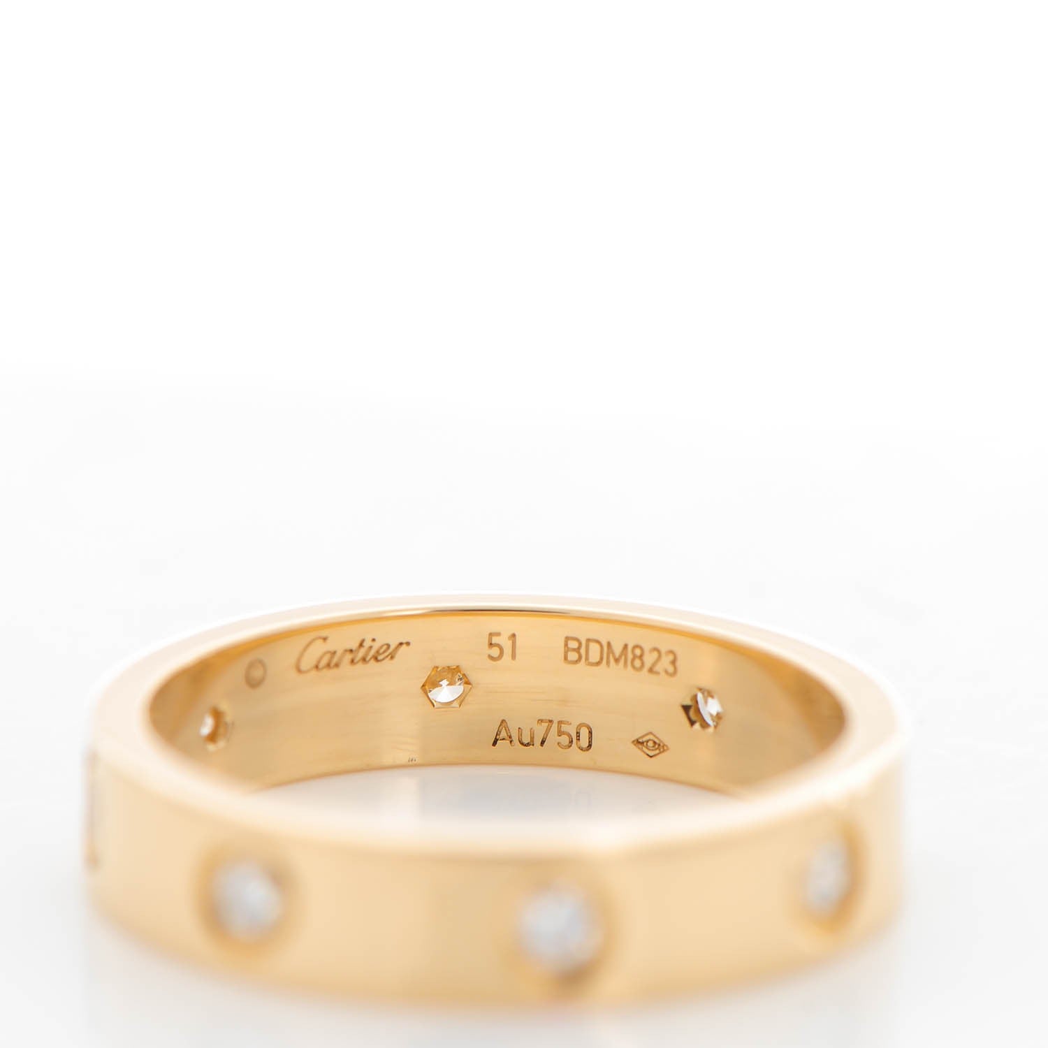 Cartier 18K Yellow Gold 8 Diamond 4mm LOVE Wedding Band Ring 51 5.75 4 of 5
