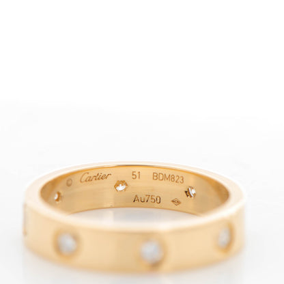 Cartier 18K Yellow Gold 8 Diamond 4mm LOVE Wedding Band Ring 51 5.75 4 of 5