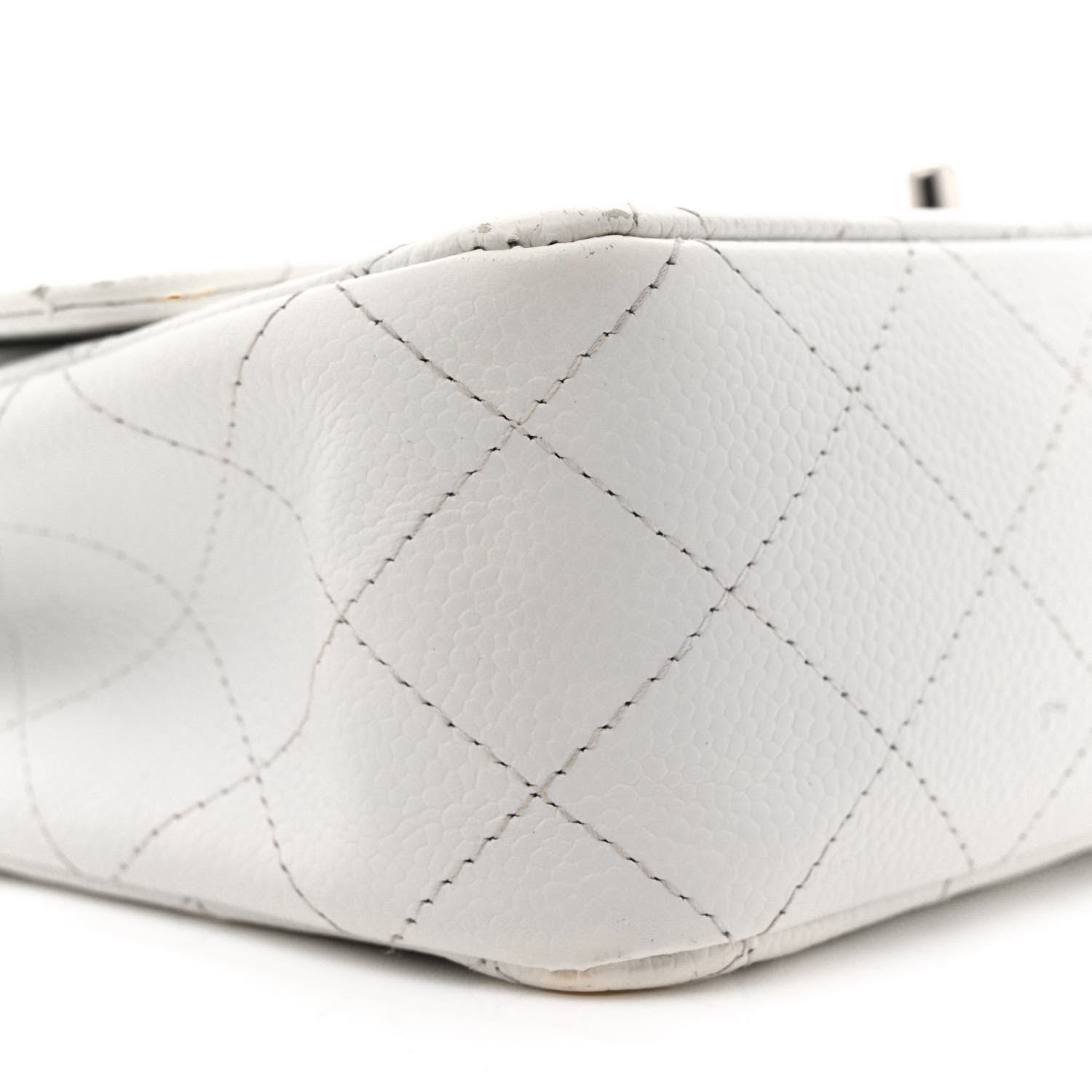 Chanel Caviar Quilted Medium Double Flap Bijoux Chain White 9 of 17