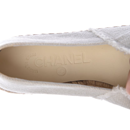 Chanel Linen CC Espadrilles 36 Beige Black 6 of 11