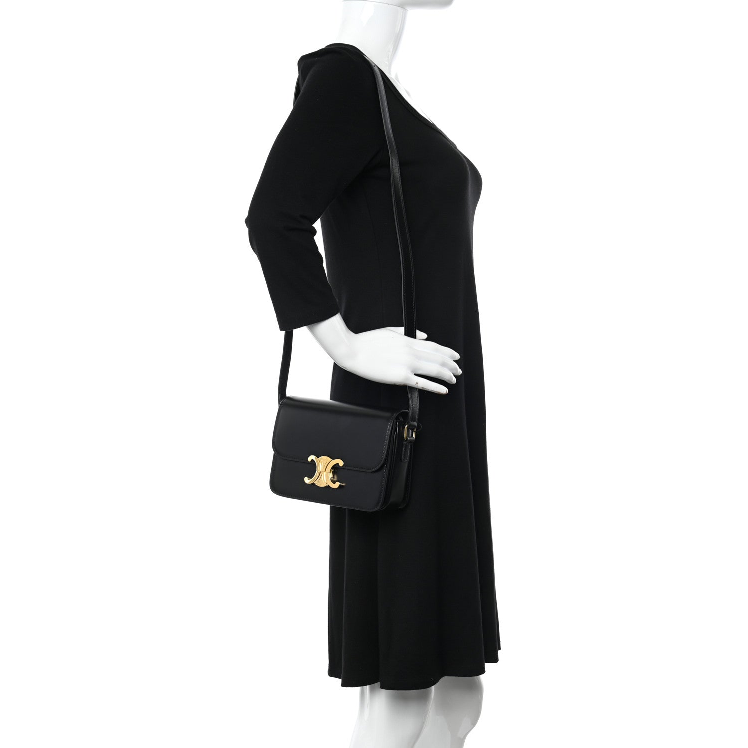 Celine Shiny Calfskin Teen Triomphe Black 2 of 12