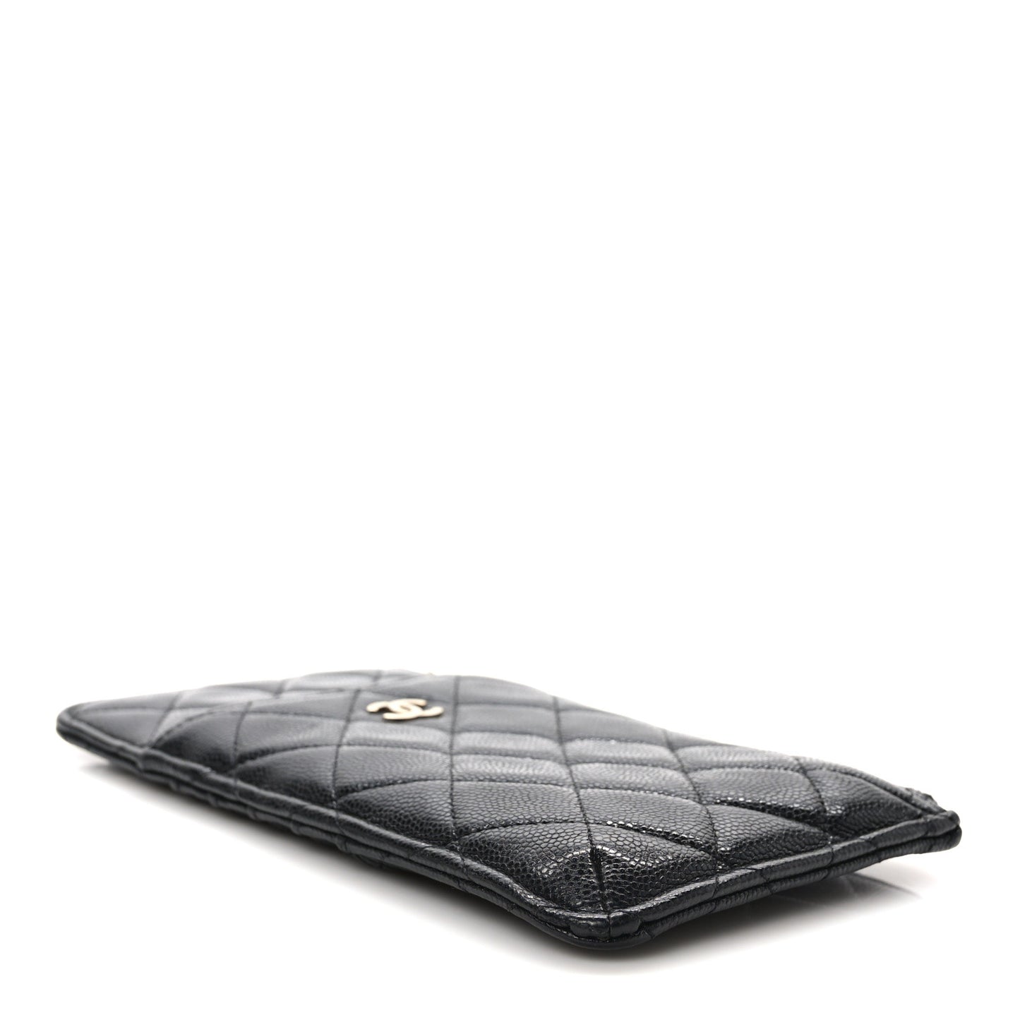 Caviar Quilted Classic Flat Wallet Pouch Black