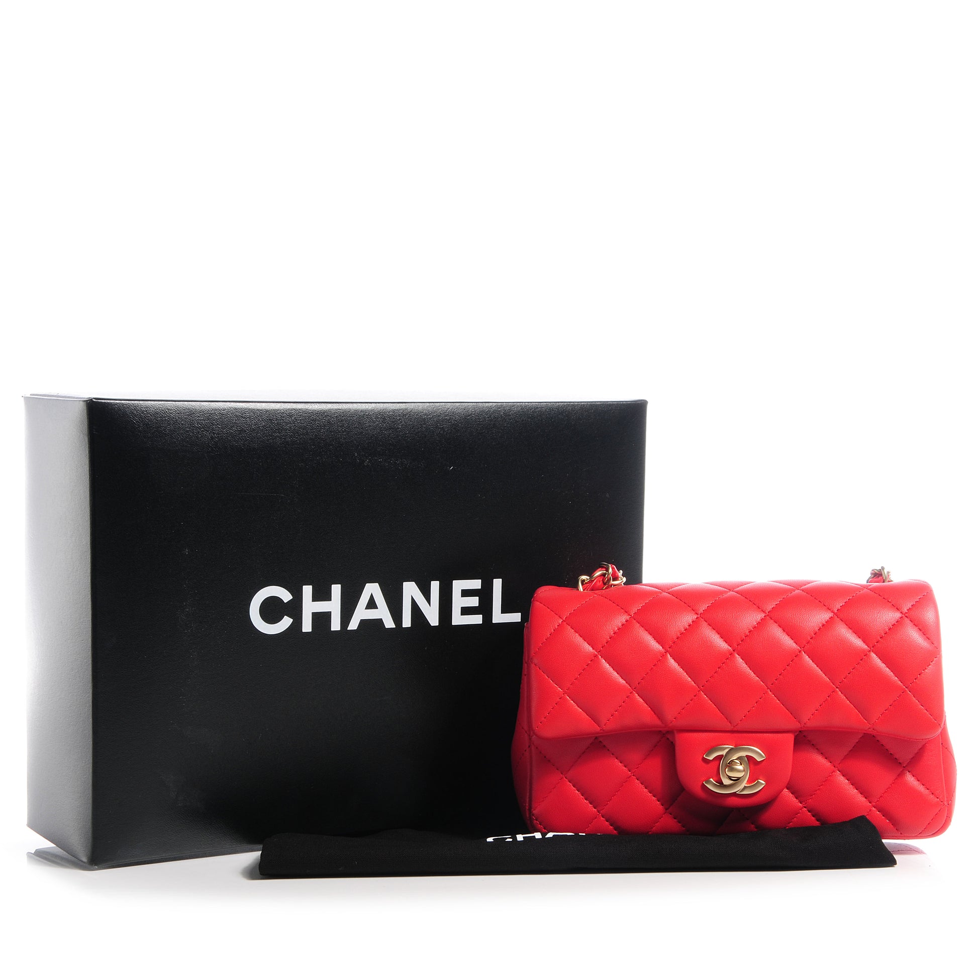 Chanel Lambskin Quilted Mini Rectangular Flap Red 8 of 8