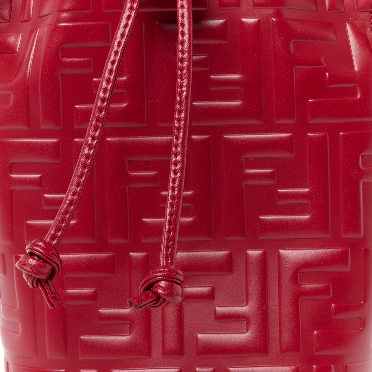 Vitello Liberty F is Fendi FF 1974 Embossed Mini Mon Tresor Bucket Bag Fragola