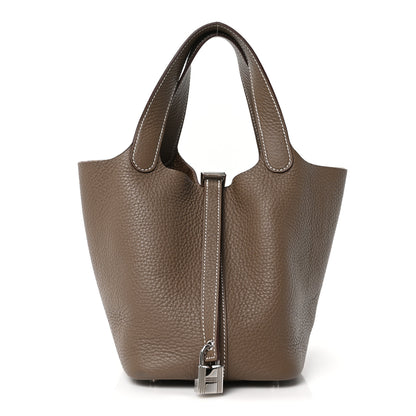 Hermes Taurillon Clemence Picotin Lock 18 PM Etoupe 1 of 9