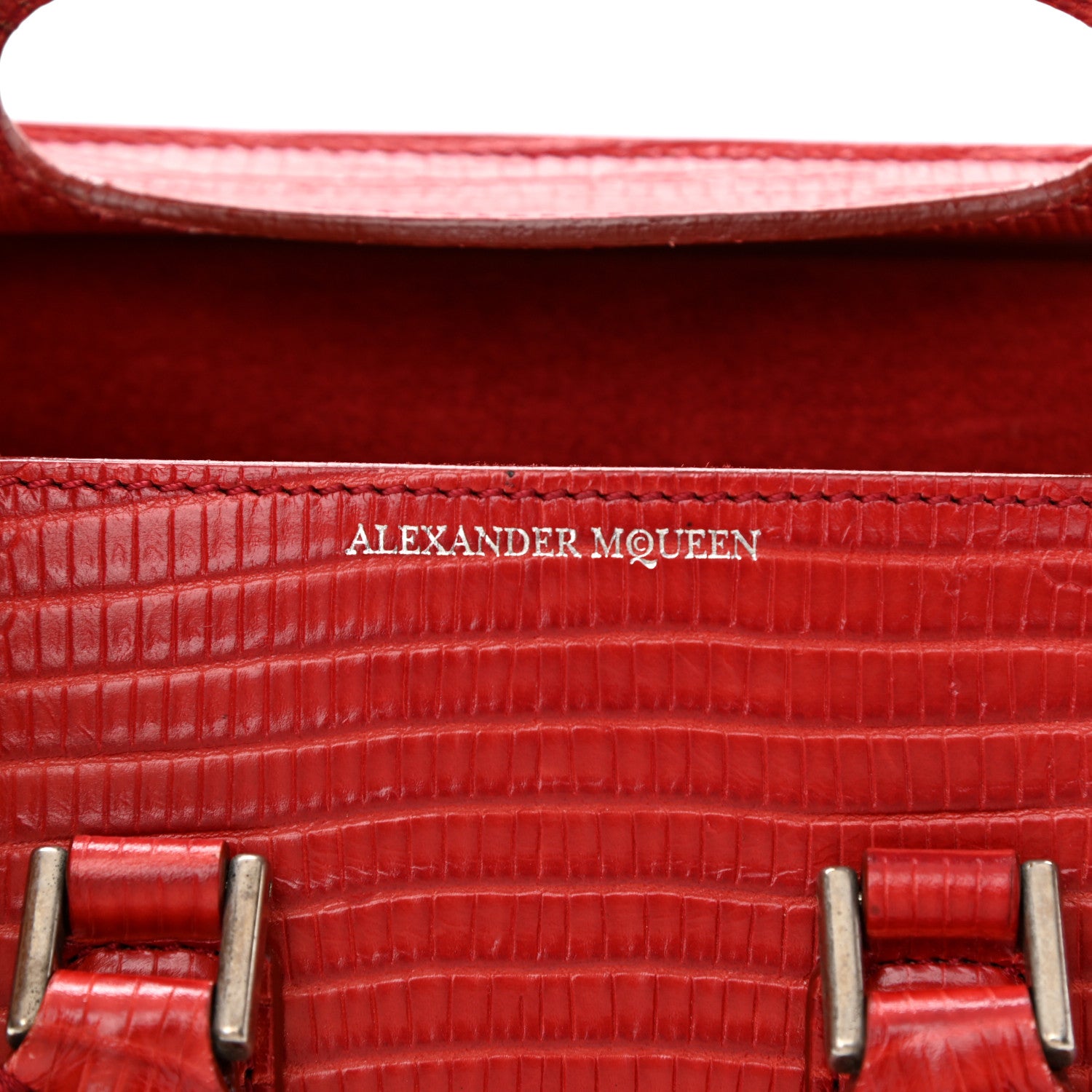 Alexander McQueen Calfskin Lizard Embossed Mini Heroine Scarlet 5 of 14
