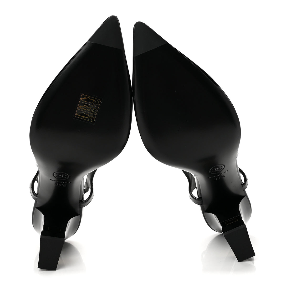 Chanel Patent Calfskin Slingback CC Cutout Pumps 38.5 Black 6 of 9