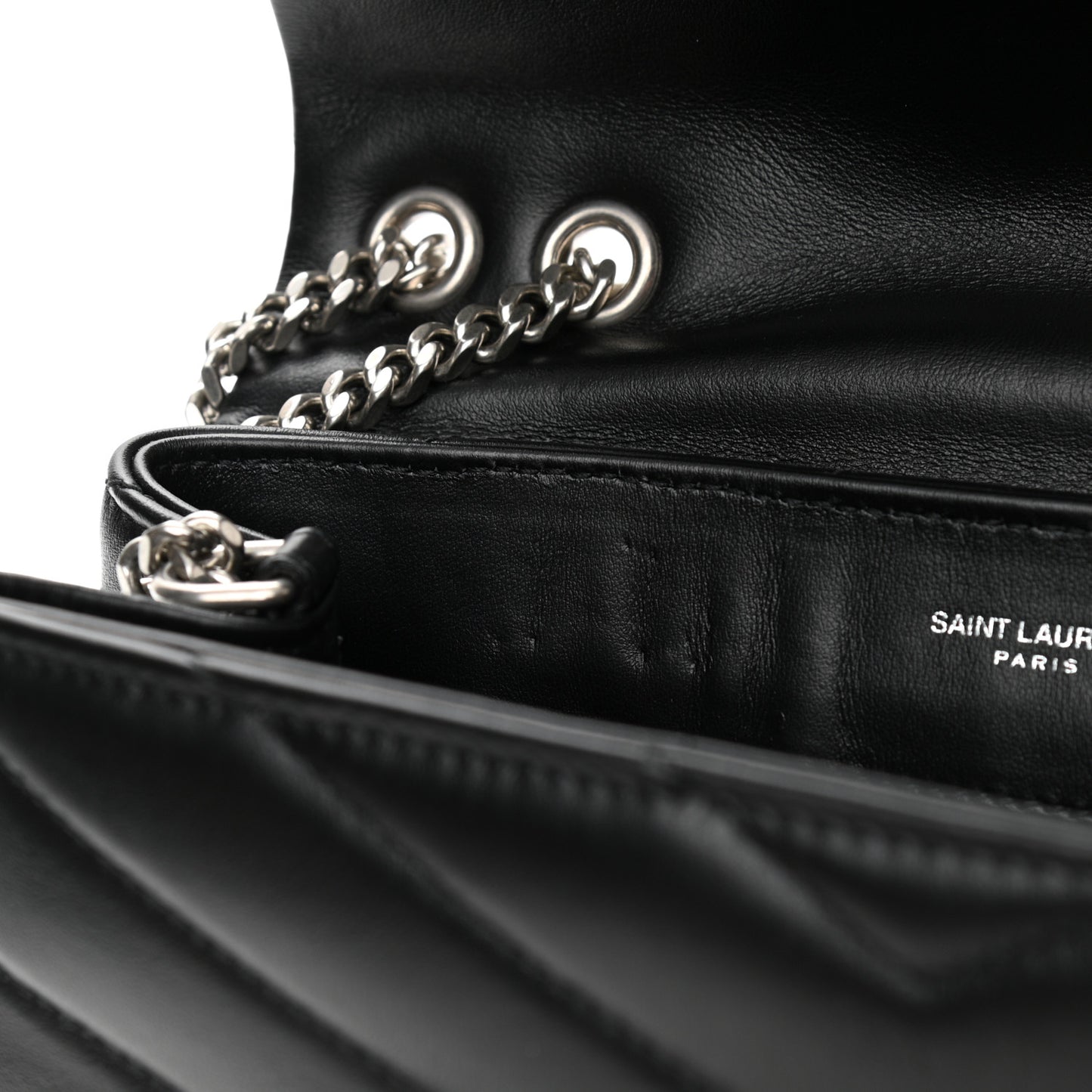 Calfskin Y Quilted Monogram Small Loulou Chain Satchel Black