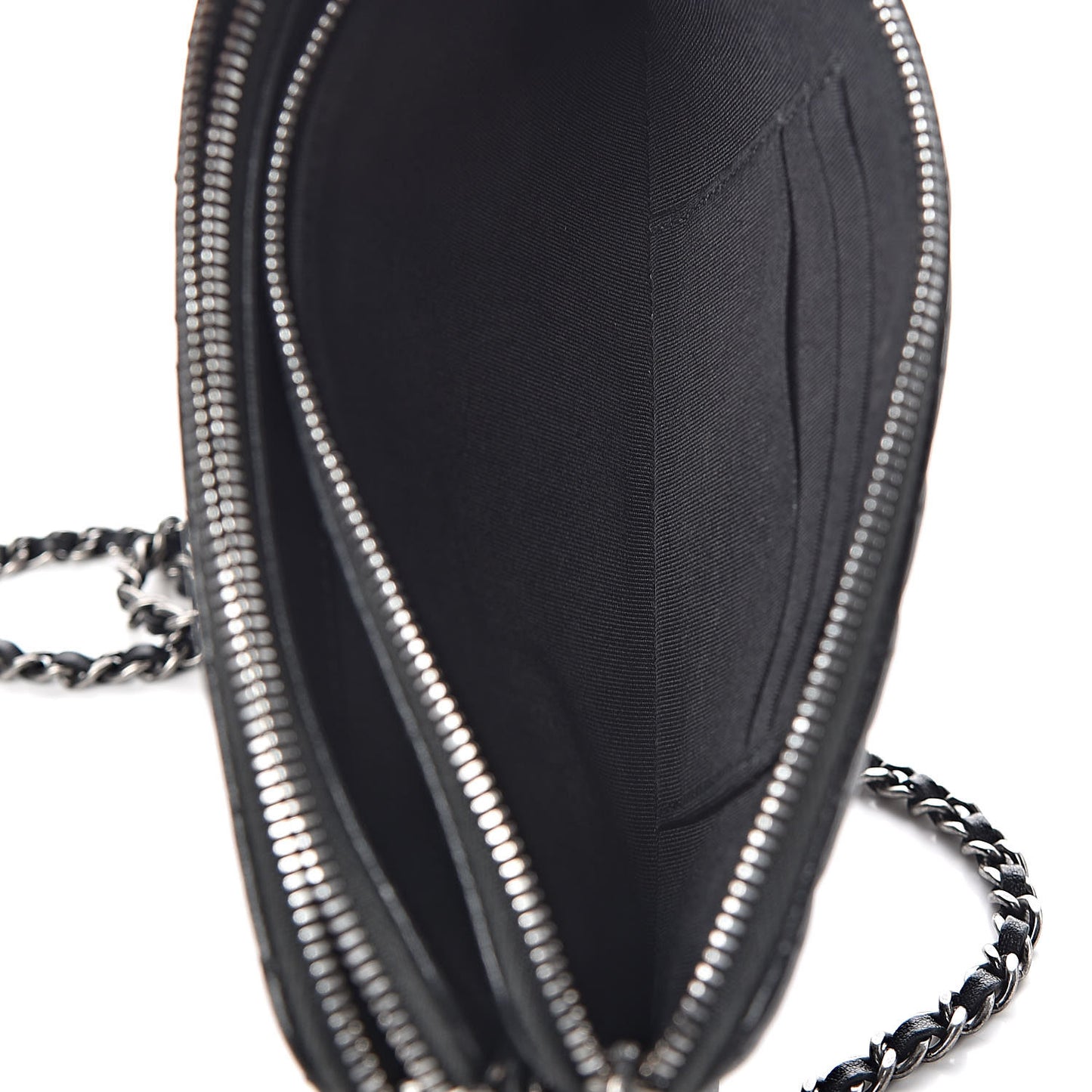 Sheepskin Chevron Quilted Studded Reissue Small Clutch With Chain Black